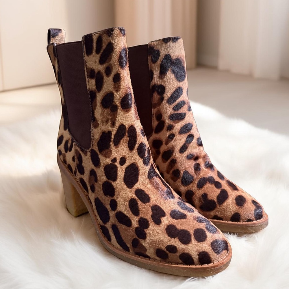 Ralph Lauren NWT Sz 6 Stunning Leather Cow Hair Leopard Print Ankle Boots SH238
